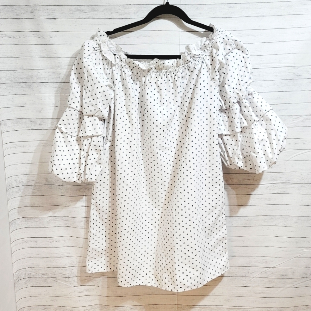 Fab'rik WHITE OFF SHOULDER, PUFF SLEEVE DRESS, SZ MEDIUM
